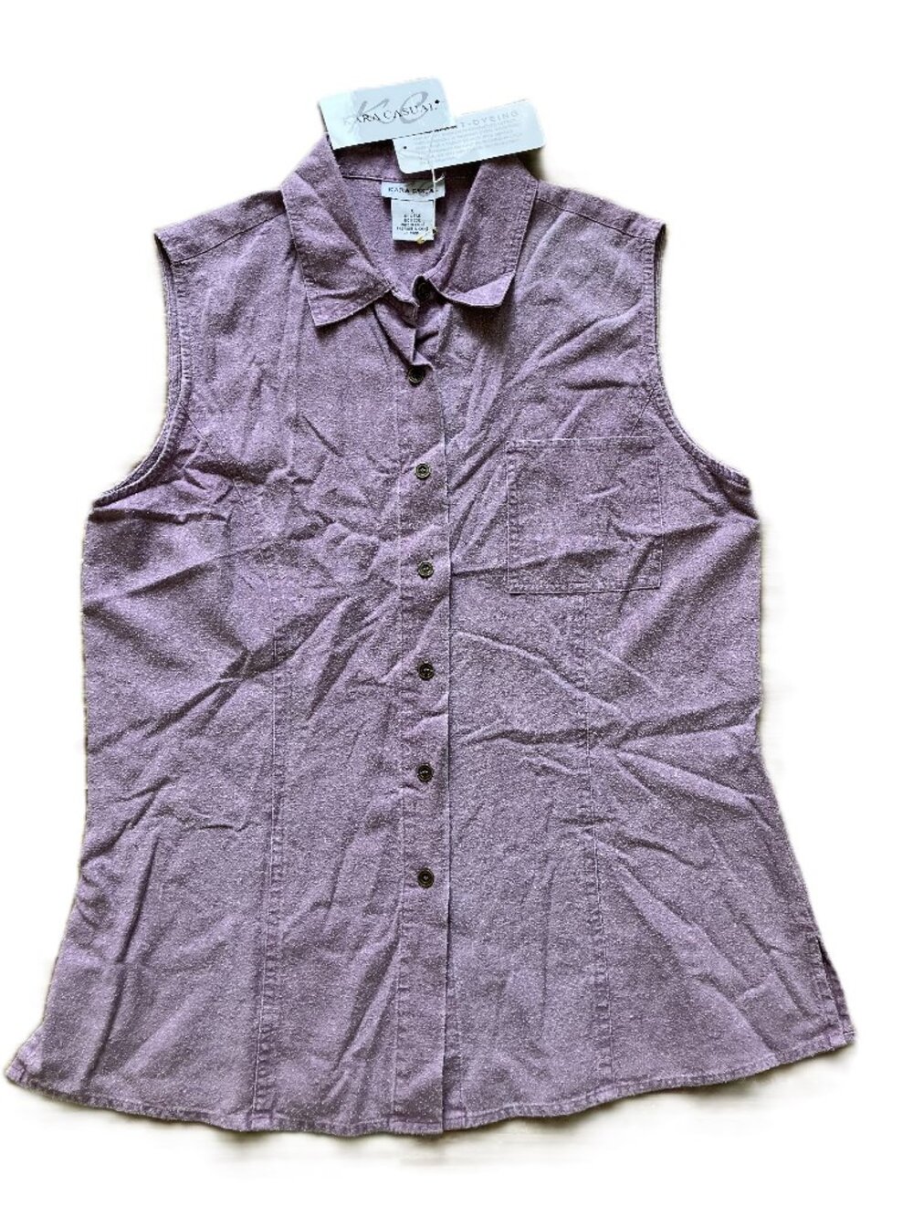 Kara Casual 100% Silk Sleeveless Shirt Pigment Dyed Women's Small Purple NWT